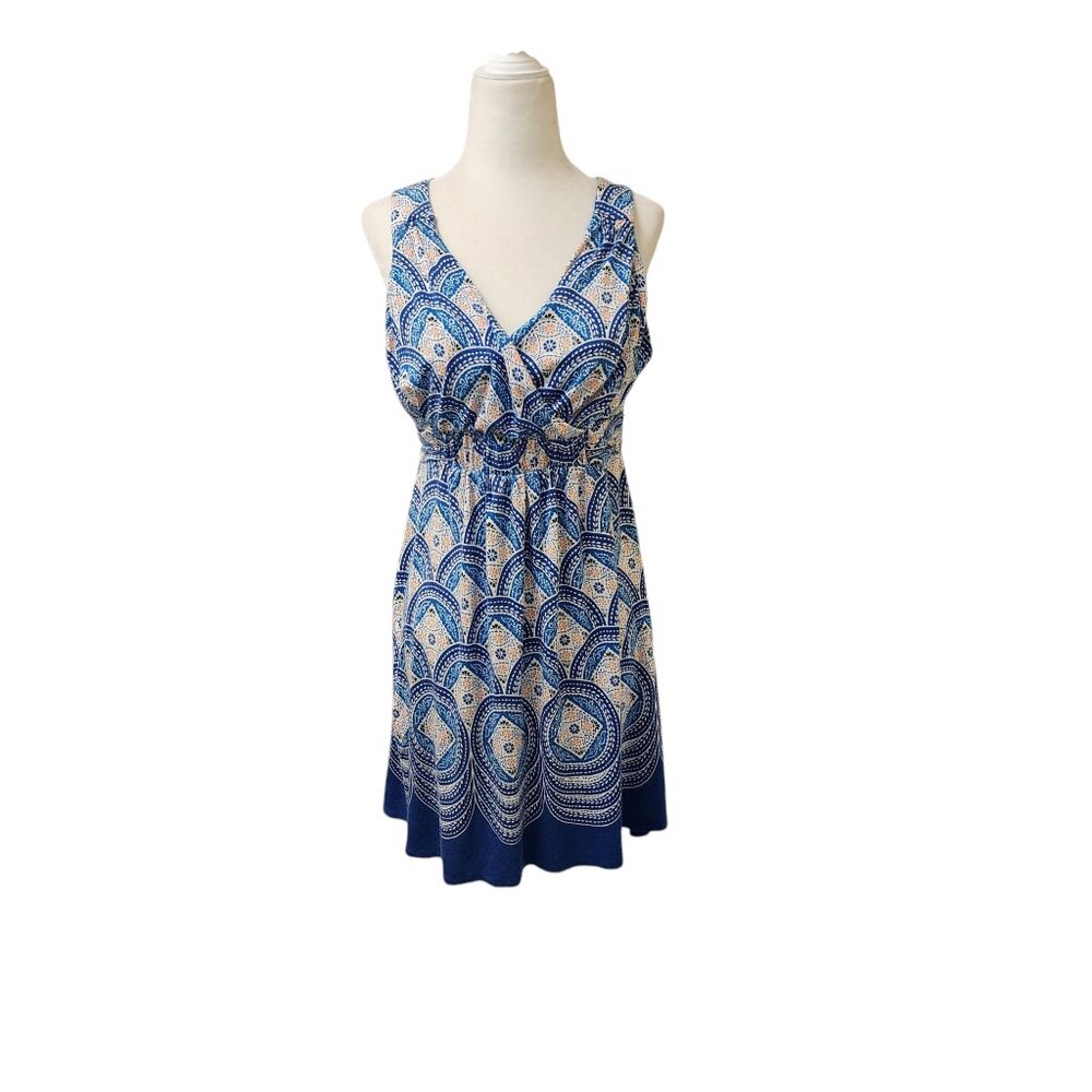 Elle Paisley Geometric Tribal Babydoll Dress Tank Sleeveless Women's Medium
